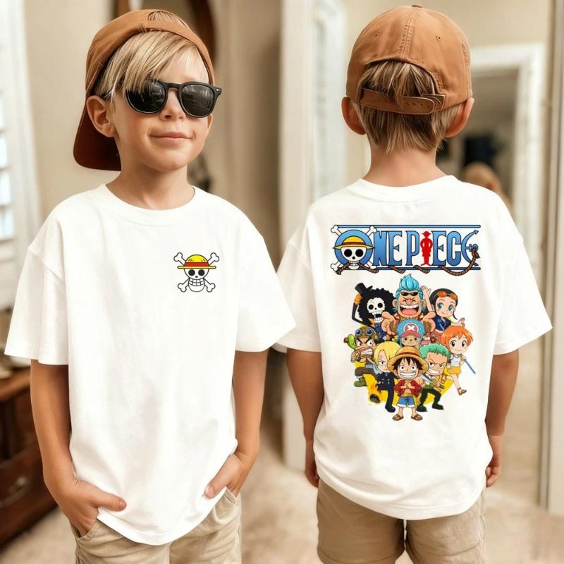 One Piece Japanese Anime Printed Men s T-Shirt Roronoa Zoro Children s Harajuku Short Sleeve Kids Luffy Cotton T-shirt Clothing 100