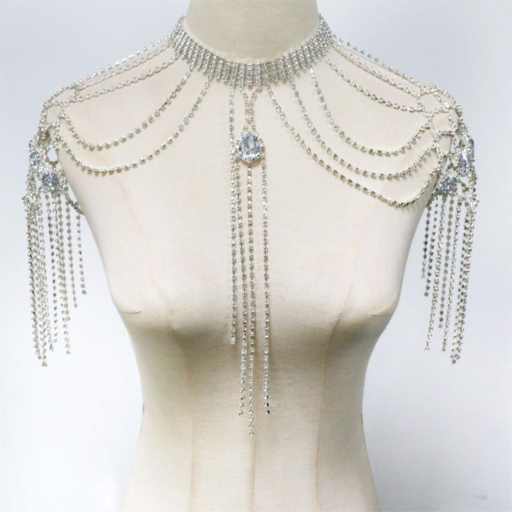 Rhinestone Shoulder Chain, Fashion Water Drop Pendant Rhinestone Shoulder Chain, Dinner Party Shoulder Chain Body Jewelry