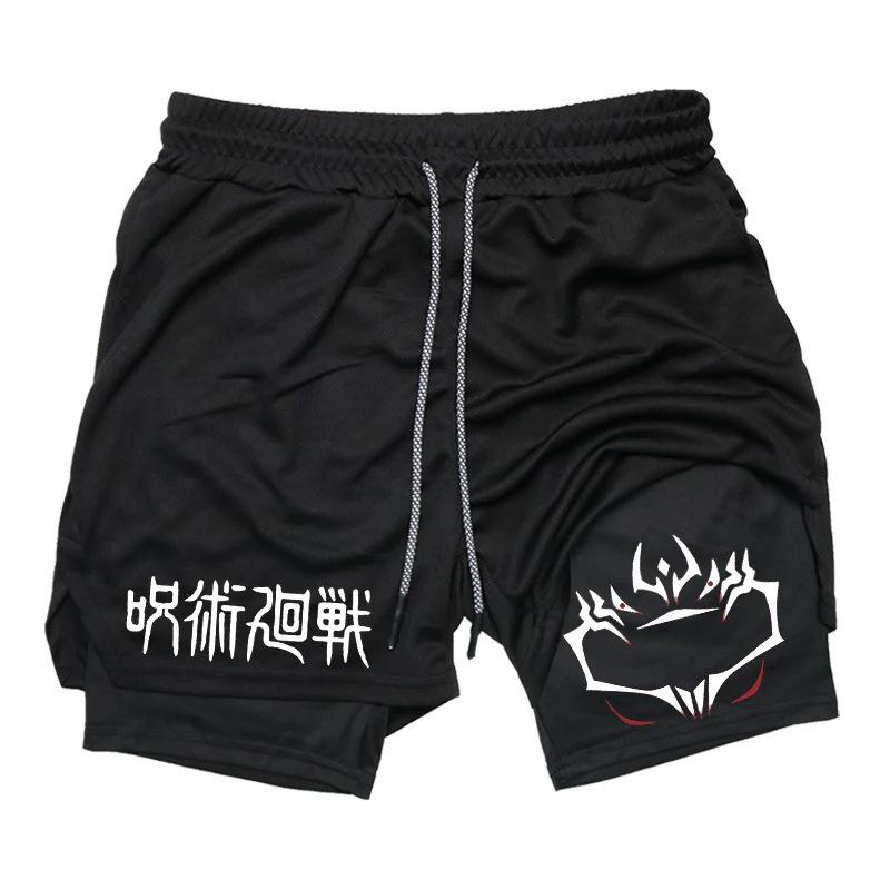 Double-Layer Digital Print Sports Shorts for Adults - Casual Fitness Apparel