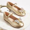 2026 Autumn Girls' Princess Shoes - Round Toe, Crystal Bow, Metal Buckle, Fashionable Leather Design