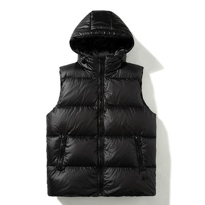 Fashion Autumn Winter Sleeveless Coats Men Down Vest Hooded Waterproof Casual Vintage Thick Warm Black Outerwears