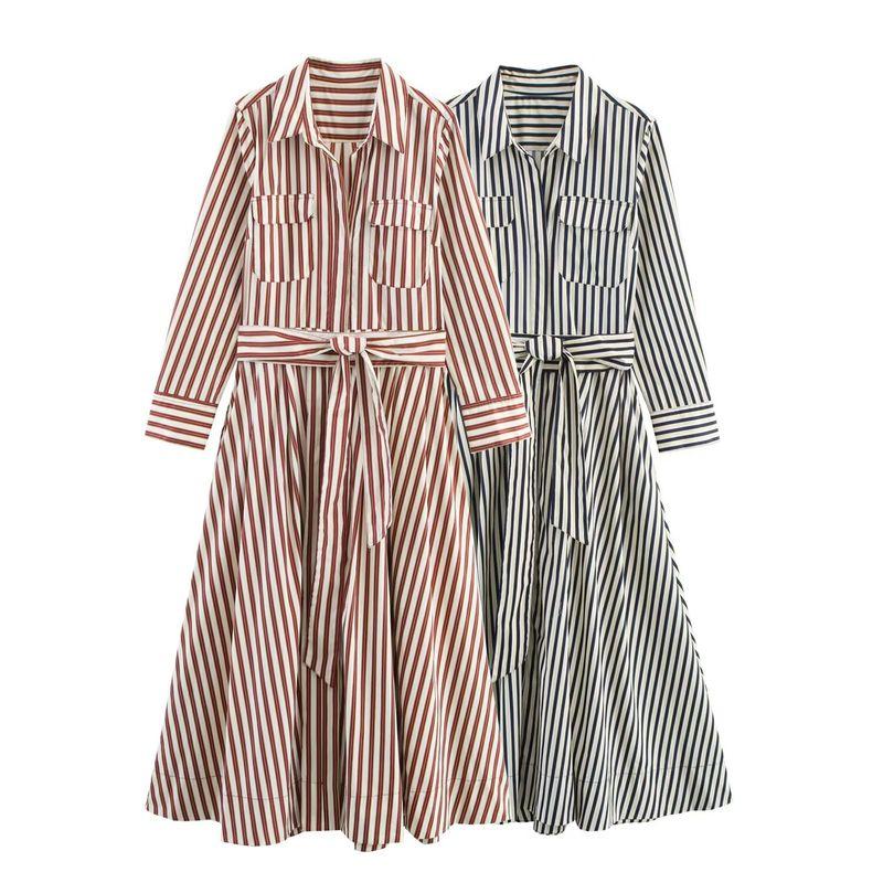 Araltay New Arrival Fashion Style Women's Clothing Fashion All-Match Minimalist Stripes Shirt Style Dress 8622048