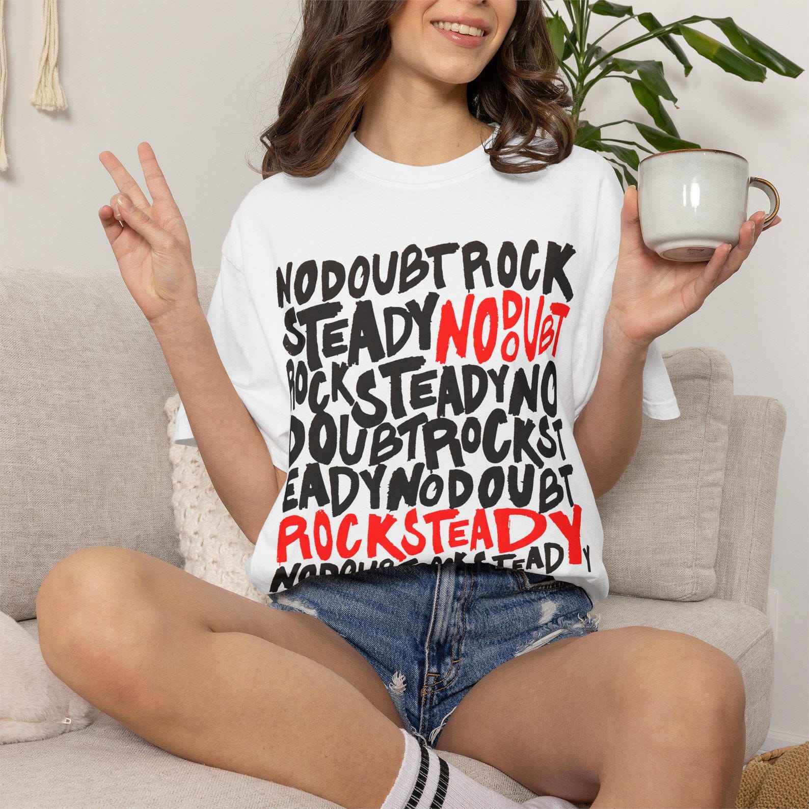 No Doubt Rocksteady T shirt | Typographic Band Lyrics Tee XL