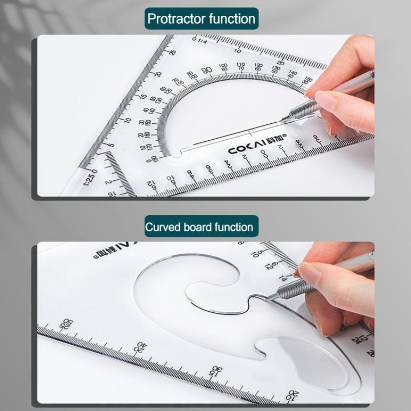 Juego de 2 Piezas Regla Triangular Multifuncional Medición de Ángulos de 30/45 Grados Regla de Triángulo Isósceles Herramienta de Dibujo para Estudiantes de Geometría