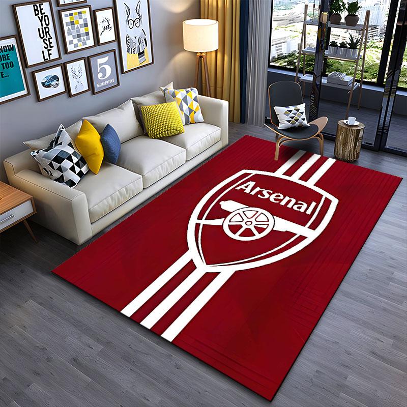 Rotes Arsenal Logo Teppichdesign geeignet als rutschfeste Matte für das Wohnzimmer oder Schlafzimmer Sofa