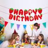 Red Happy Birthday Banner Birthday Party Decor Celebration Banners Strawberry Banners  Home Indoor