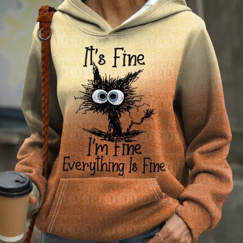 Mode Rolig 3D Gradient Tryck Huvtröja Vår Höst Damkläder Pullover Sweatshirt Casual Y2K Streetwear Sport Huvtröjor