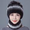 New Rex rabbit fur wool hat women's autumn and winter warm scarf fashion thickened ear protection flower suit tide