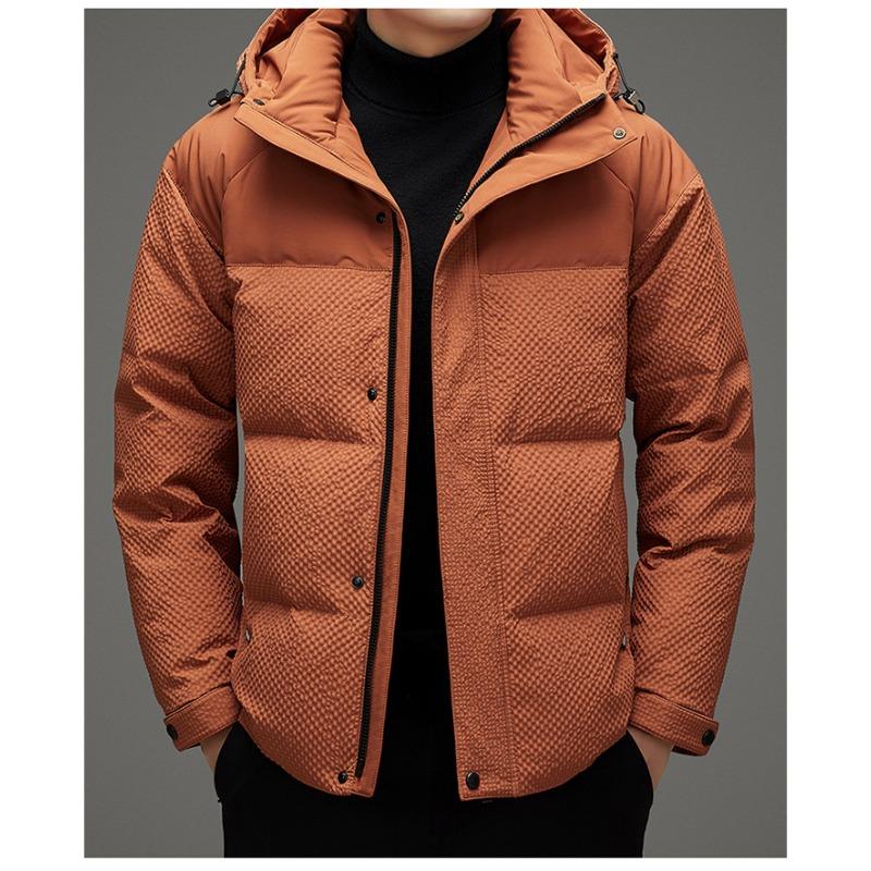 Down Jacket Men's Winter 90 Down White Duck Down Men's Casual Warm Bread Coat Anti-cold Trendy Hooded Short Jacket