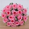 18 Testa Fiore Felice Reale Erba Cristallo Rosa Simulato Naturale Bouquet Decorativo per la Casa