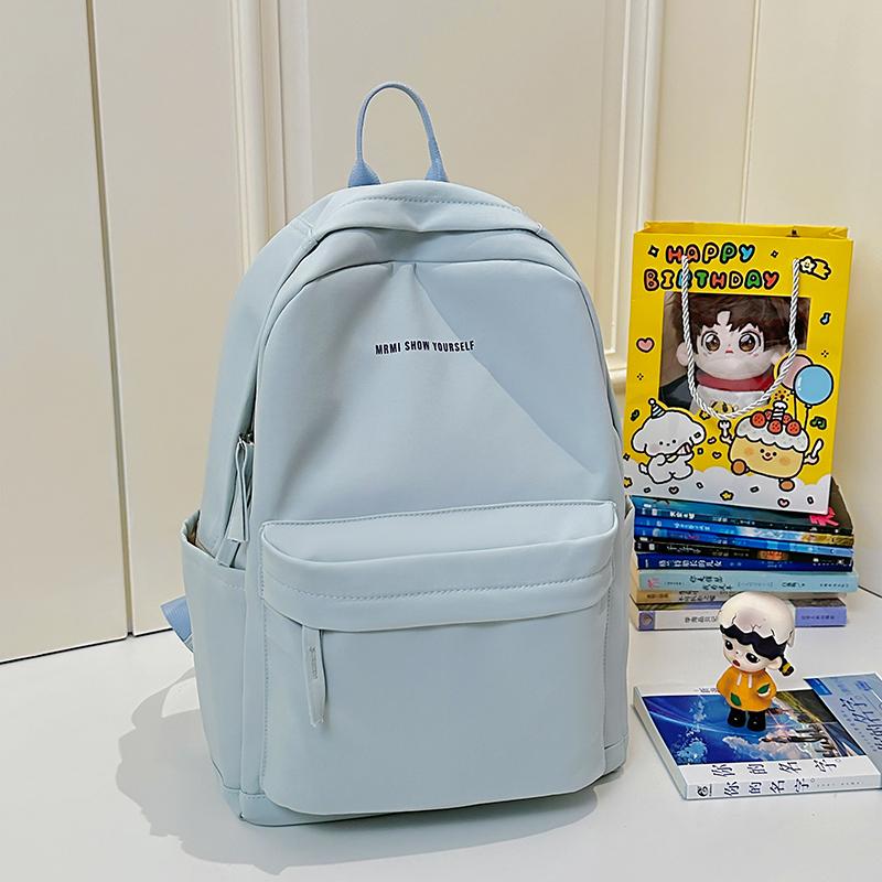 Middle School Student Schoolbag Women's Solid Color Letter Printed Backpack College Style Large Capacity Backpack