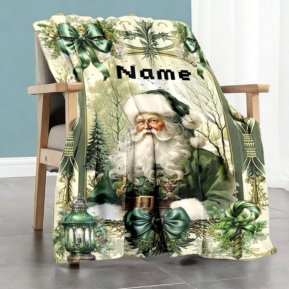 Christmas Style Customize Text Blanket Gift Customizable Blanket Soft & Cozy Perfect for Nap Chair Office Office Chair Four Seasons Universal