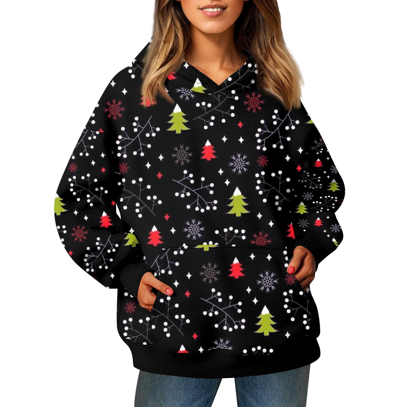 Женский модный свитер с длинными рукавами и рождественским принтом — фото 3