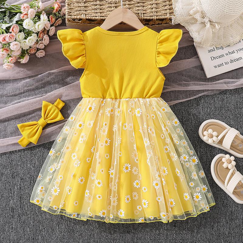Vestito Dolcissimo per Bambina: Carino Abito Estivo in Tulle per Bambina con Fiocco