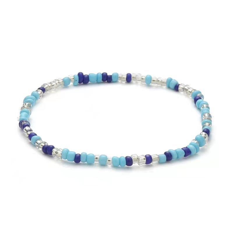 Colorful Beads Anklets Summer Beach Boho Women Elastic Rope Chains Adjustable Ankle Bracelet Beach Jewelry Vacation Accessories