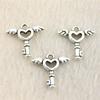 30 kusů přívěsků na výrobu šperků Křídlo Srdce klíč 15x14mm DIY módní šperky řemeslné potřeby B13059