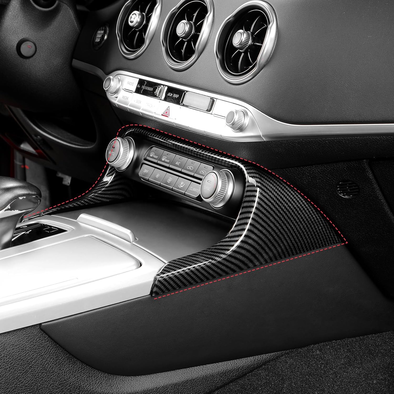 YOUTOOCAR Carbon Fiber Pattern Climate Control Panel Trim Frame Cover Compatible with Kia Stinger 2018-2023 Accessories