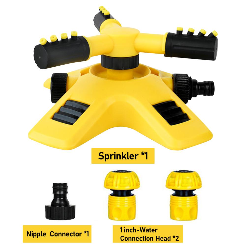 360 Degree Automatic Rotating Sprinkler Head 3-Arm Water Sprinkler Garden Lawn Large Area Coverage Water Sprinkler Irrigation