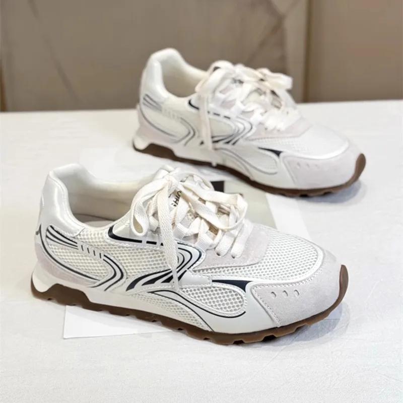 Fashion 2025 Brand Ladies Shoes Lace-up Women's Vulcanize Shoes Fashion Color Matching Casual New Breathable Comfortable Mesh Sneakers