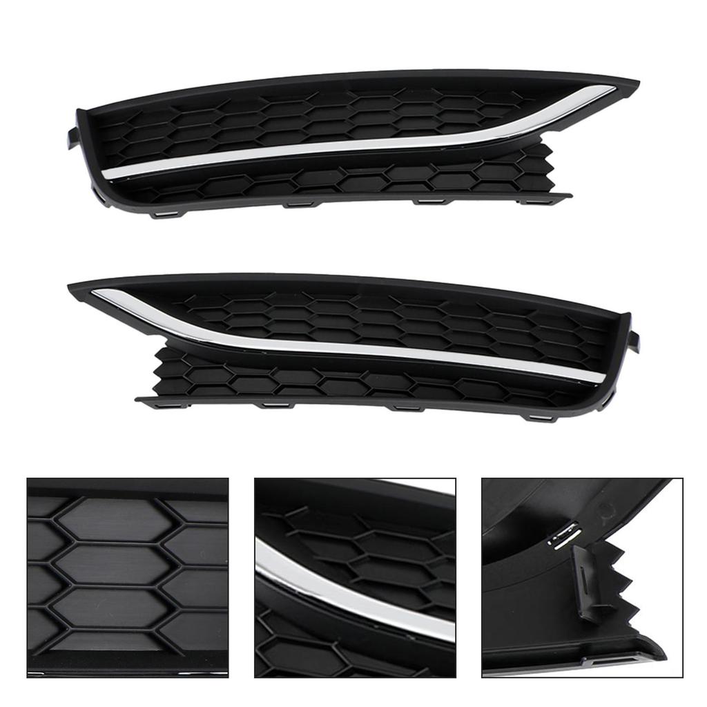 2PCS Front Driving Fog Light Cover Fit VW Passat 2012-2015 Black/Chrome