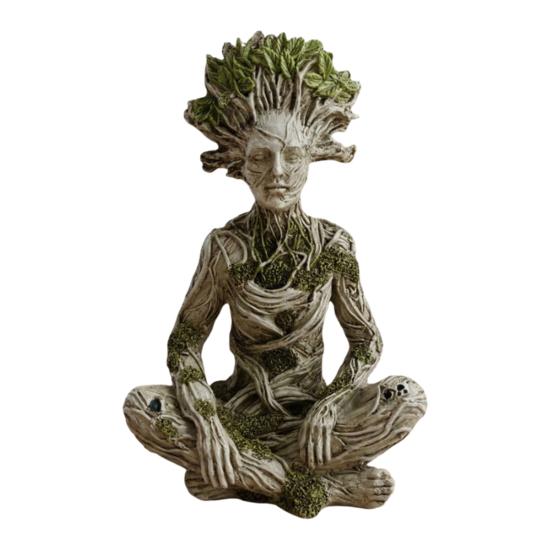 Tree Woman Figurine Resin Meditating Yoga Zen Pose Statue Tree of Life Mystical Creature Decorative Ornament for Home Living Room Bedroom Office