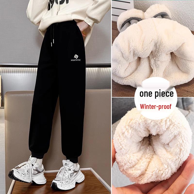 

Зимние брюки из овечьей шерсти с флисовой подкладкой для девочек: Плотная, Теплая, Цельная Повседневная Одежда для Детей Среднего и Старшего возраста 160 cm