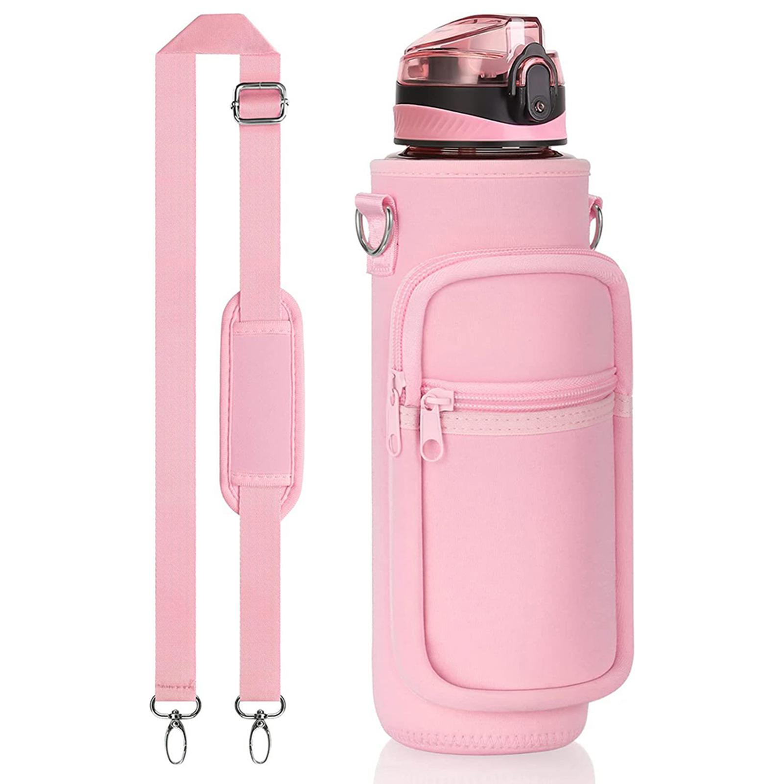 Stylish Insulated Kettle Storage Bag Non-slip Portable Water Bottle Holder For Hiking розовый