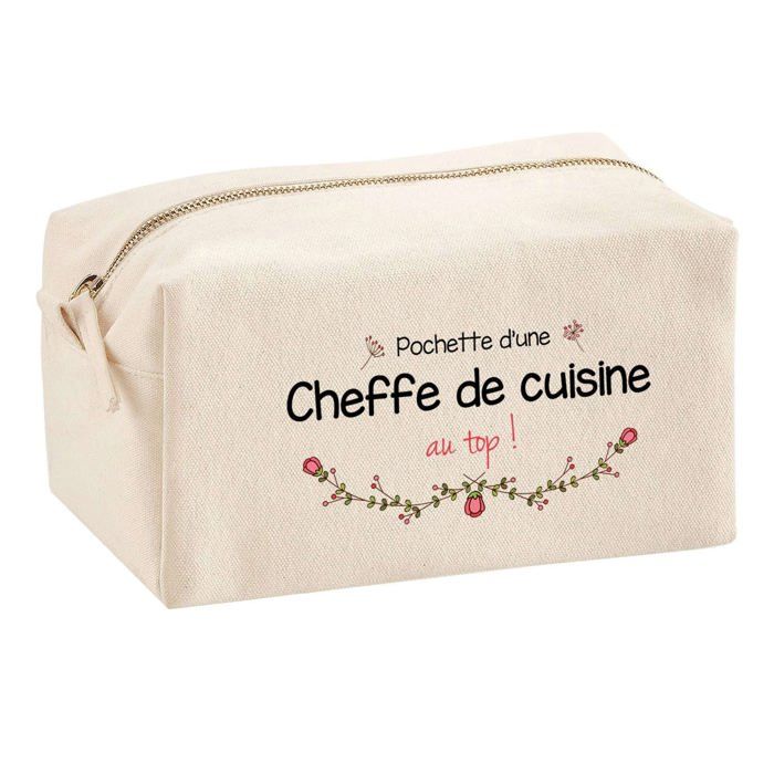Trousse multifonction Cheffe de Cuisine au Top Cadeau Anniversaire Noël Collègue Idée Original | Trousse Scolaire Fournitures Bureau