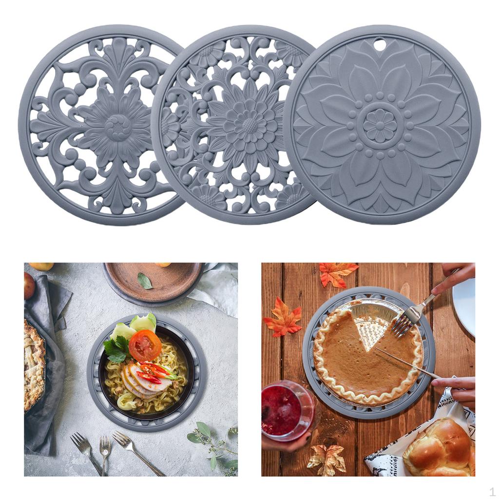 3 / Set Multifunctional Round Silicone Kitchen Countertop Tableware Non- Mat