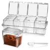 Yousheng  Transparent Spice Container Set with Lids And Spoon 4-in-1 Kitchen Organizer for Salt Sugar Pepper Airtight Pantry Storage