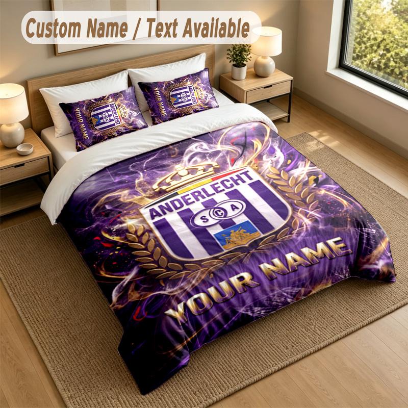 3Pcs Bedding Set Custom Name Text, 1 Sheet 2 Pillowcases Home Bed DecorAnderlecht FC