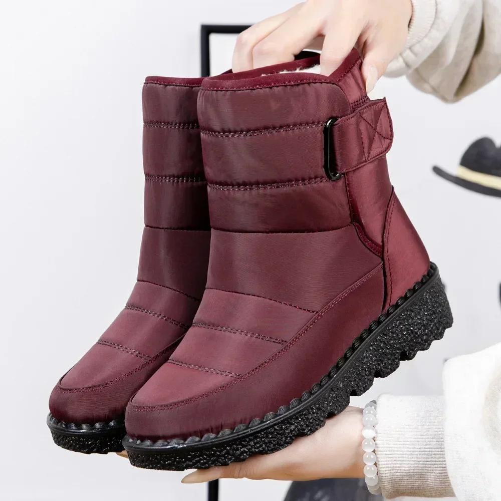 Waterproof Boots for Women Casual Winter Women Ankle Boots Warm Plush Soft Platform Snow Boots 2025 Slip on Cotton Padded Shoes