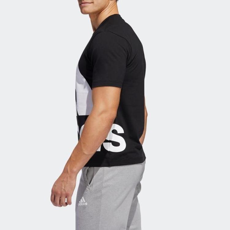 adidas Large Logo Print Short Sleeve T-Shirt Men Tops Black GK3325