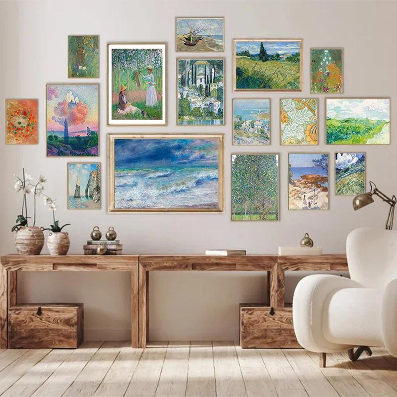 Monet Colour System Landscape Print Wall Art Nordic Village River Alpine Poster Beauty Canvas Painter Living Room Decoration