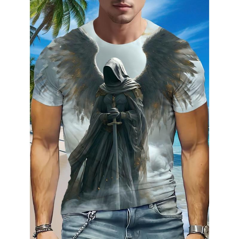 New Demon Angel 3D Print T-Shirts Men Women Summer Round Neck Short Sleeve