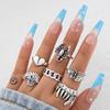 European and American punk dark butterfly skull cut-out face ring multi-piece set personality trend distressed ring set