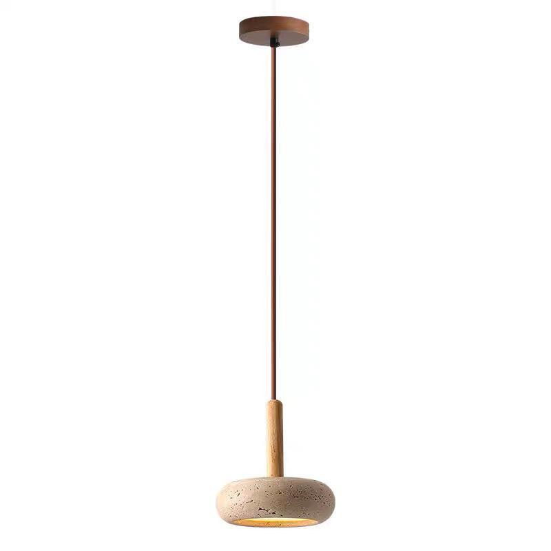 Japanese Wabi-Sabi Style Yellow Travertine Pendant Lamp for Entrance, Restaurant, Bedroom, or Bedside