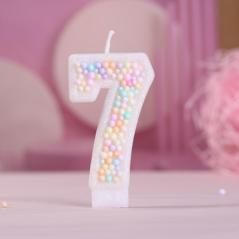 Macaron Colorful Ball 0-9 Creative Digital Birthday Decoration Candle