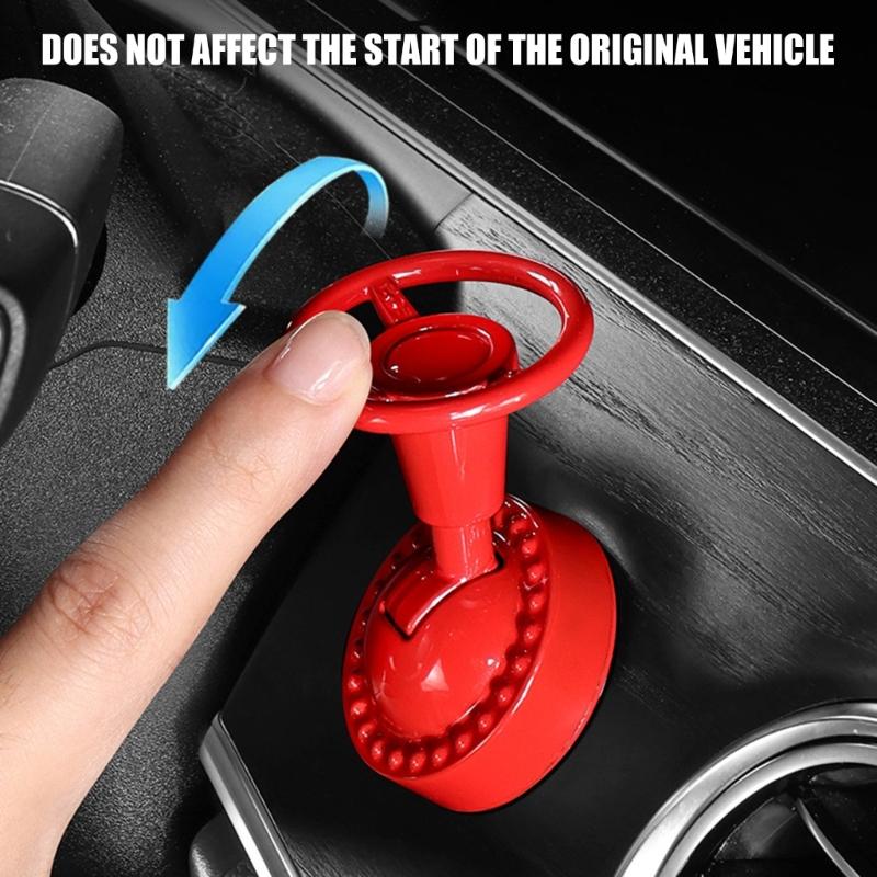 Metal 3D Steering Wheel Pattern Push Start Button Cover For Cars With 3 Color Option Universal Fit Easy Installation
