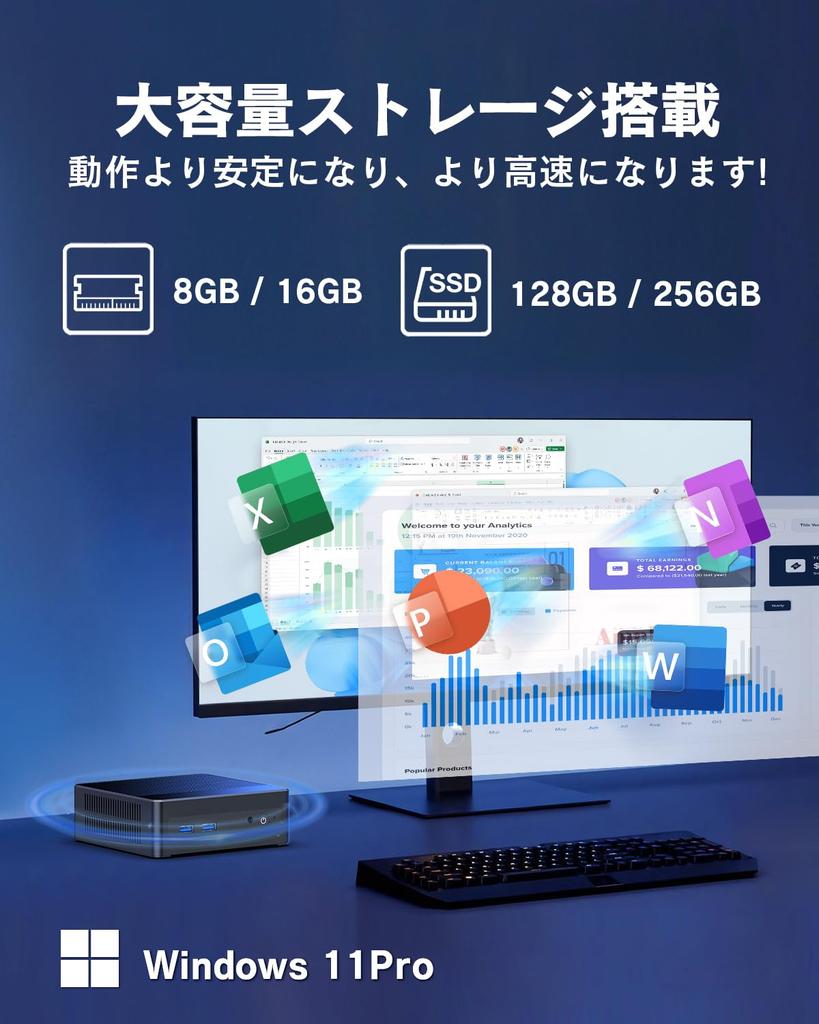 mini VETESA 6500Y Up to stable 4K x 2 screen ideal for light mini PC with Windows 11 and Office lightweight WIFI small PC for office work and video