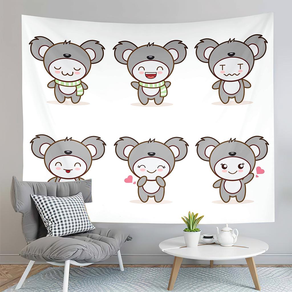 Cartoon Koala Tapestry Eucalyptus Branches Tapestry Cute Wild Animals Tapestry Home Living Room Bedroom Wall Modern Tapestries