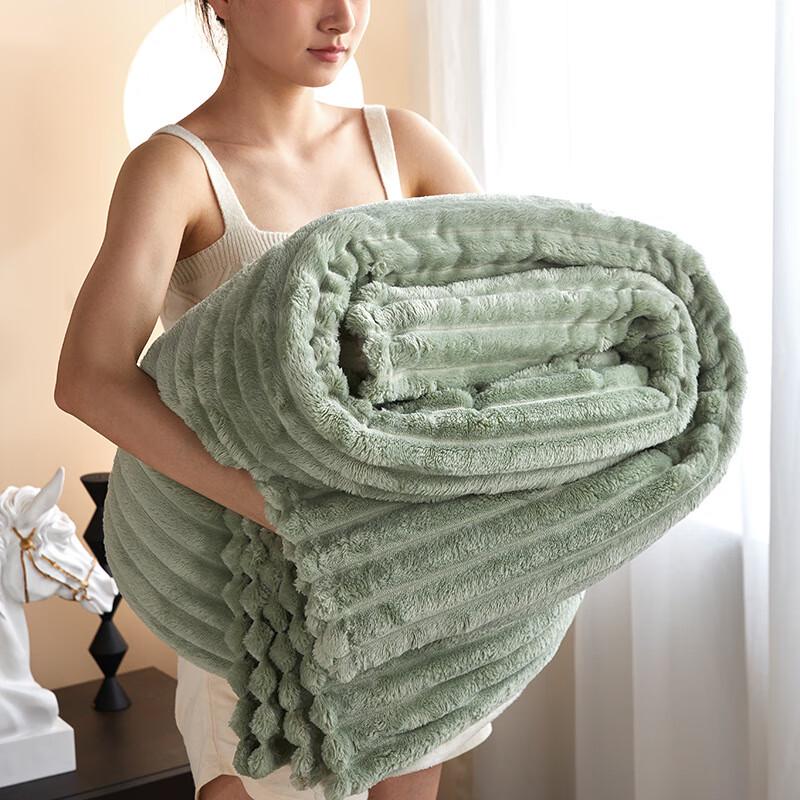 LISM Large Bubble Striped Double-Sided Rabbit Fleece Blanket