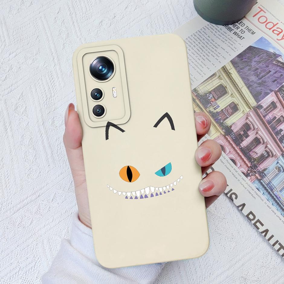 For Xiaomi 12T Case Hot New Design Cute Cat Butterfly Cartoons Matte Liquid Silicone Shell For Xiaomi 12T Pro Ultrathin Fundas