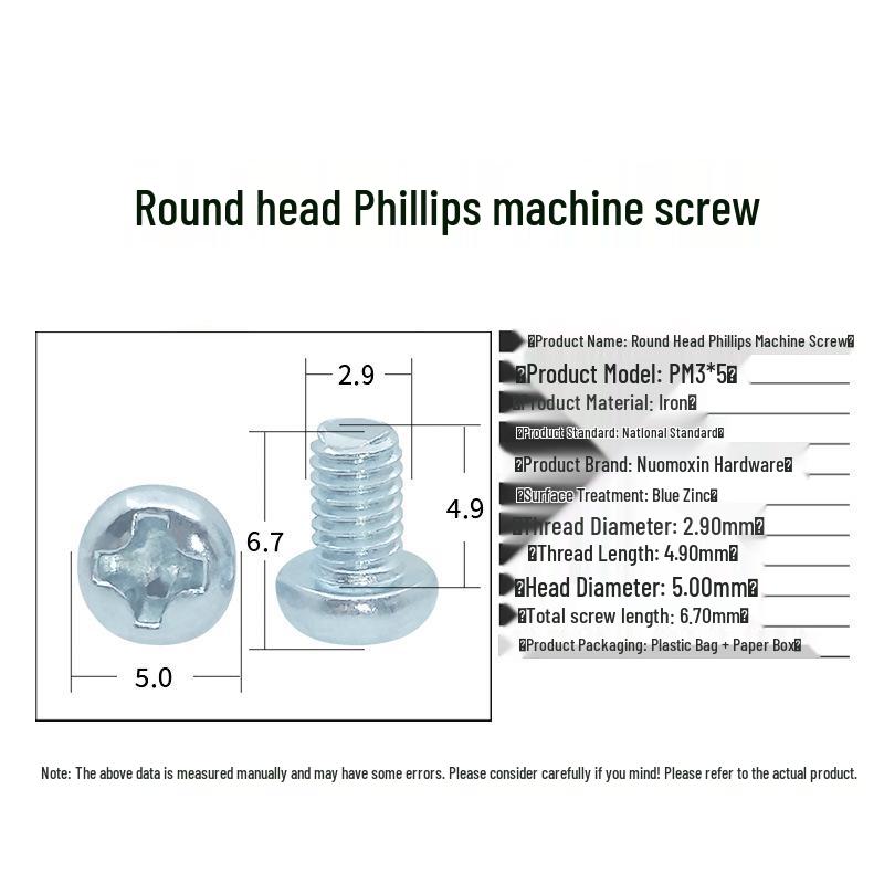 Blue Zinc Plated Phillips Pan Head Machine Screw (PM2.5*2, M3*4, M4*6, M4*8, M4*22, M4*25, M5*8, M8)