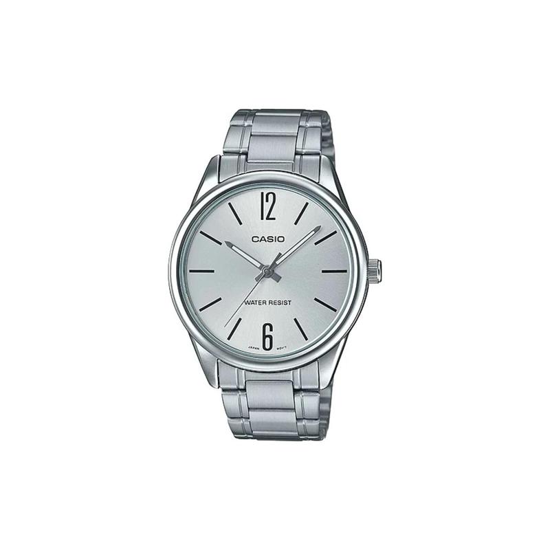 

Casio simple and elegant quartz movement stainless steel strap Japanese and Korean watch men s watch silver dial MTP-V005D-7B серебряный