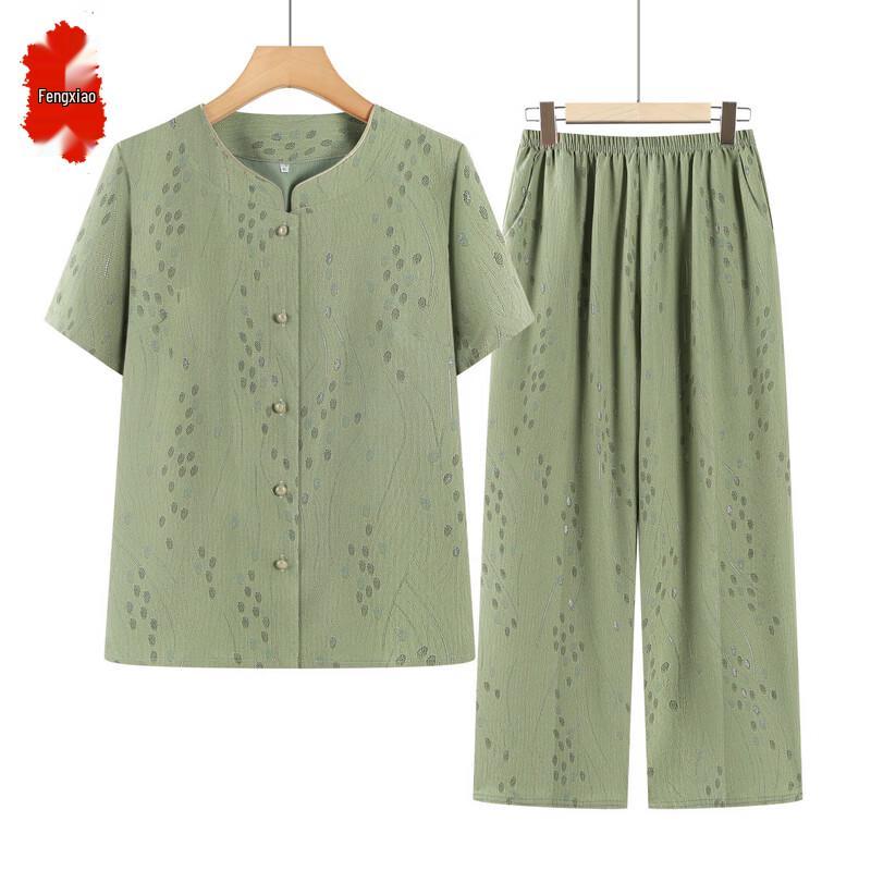Elderly Women s Summer Short-Sleeve Top & Cardigan Set 4XL