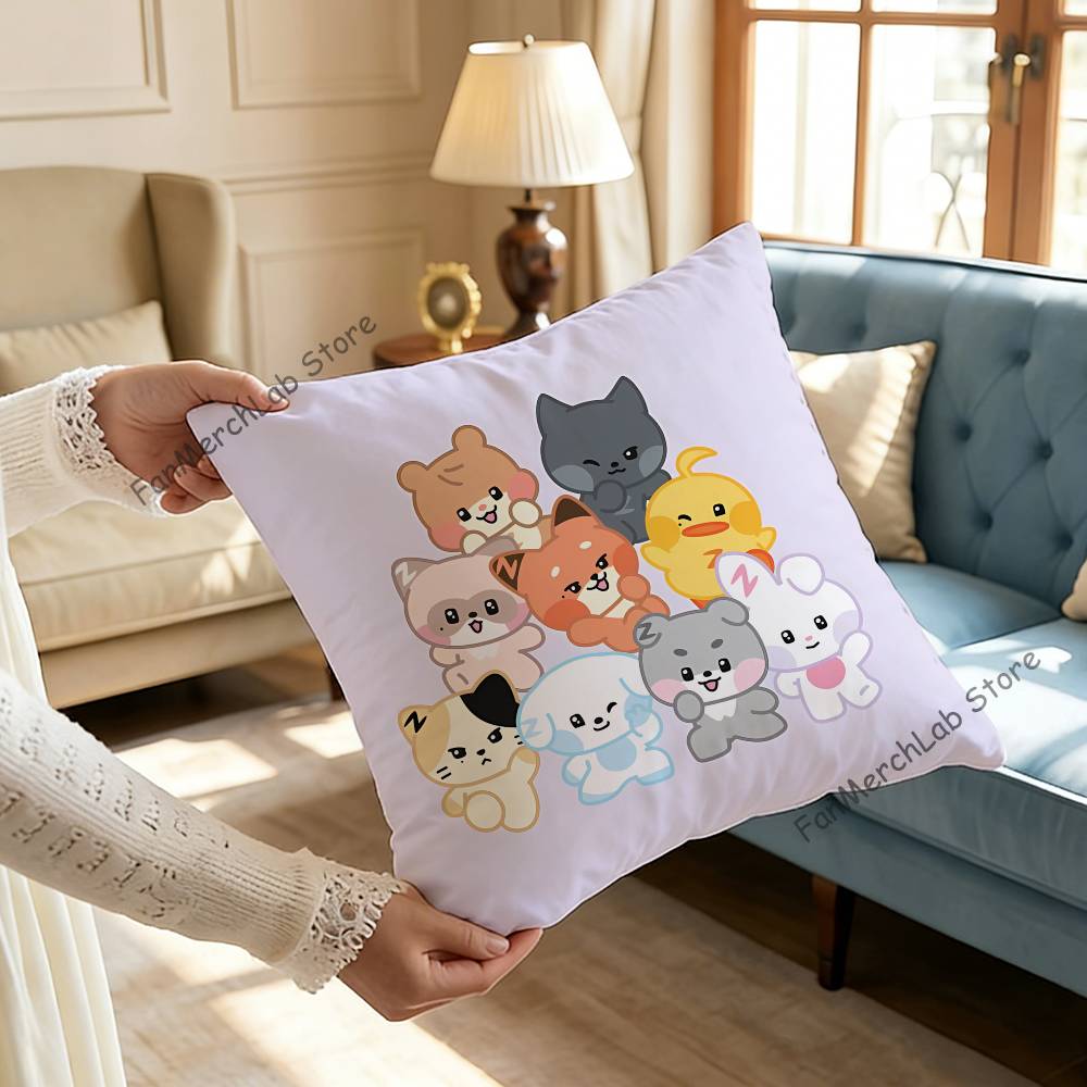 Cute AANITEEZ Anime Pillow Case Antidustmite Pillowcase Invisible Zipper Silky Short Plush Sofa Cushion Cover