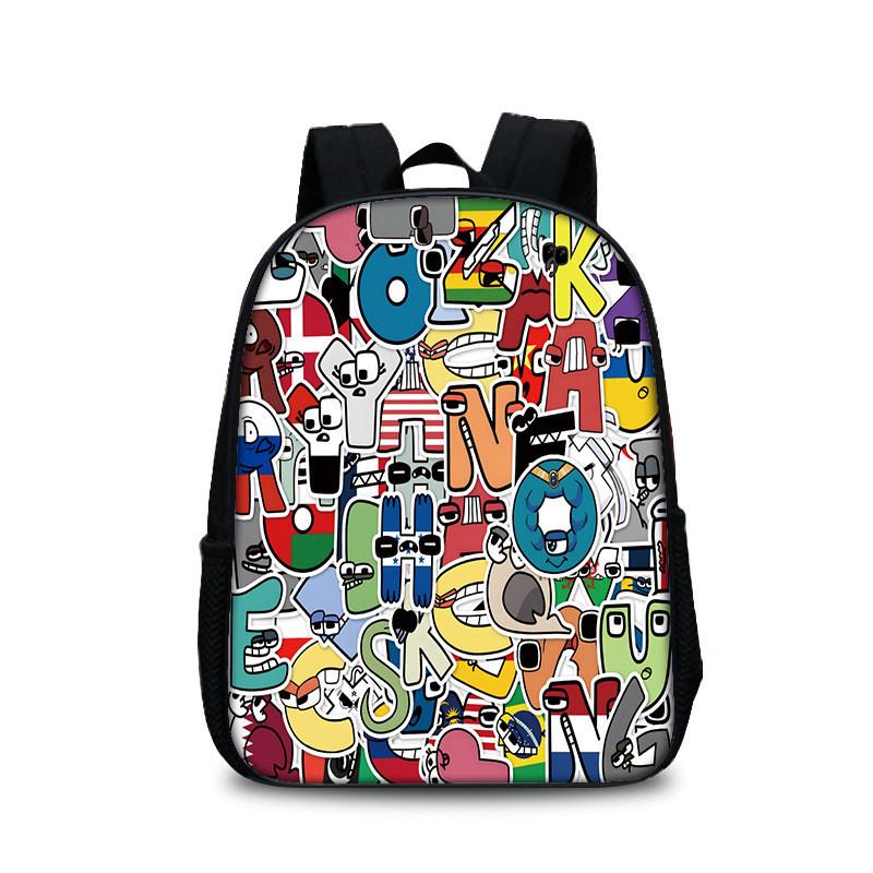 Zaino Alphabet Lore Per Studenti Borsa Scolastica in Nylon con Tasca Frontale e Spallacci Regolabili