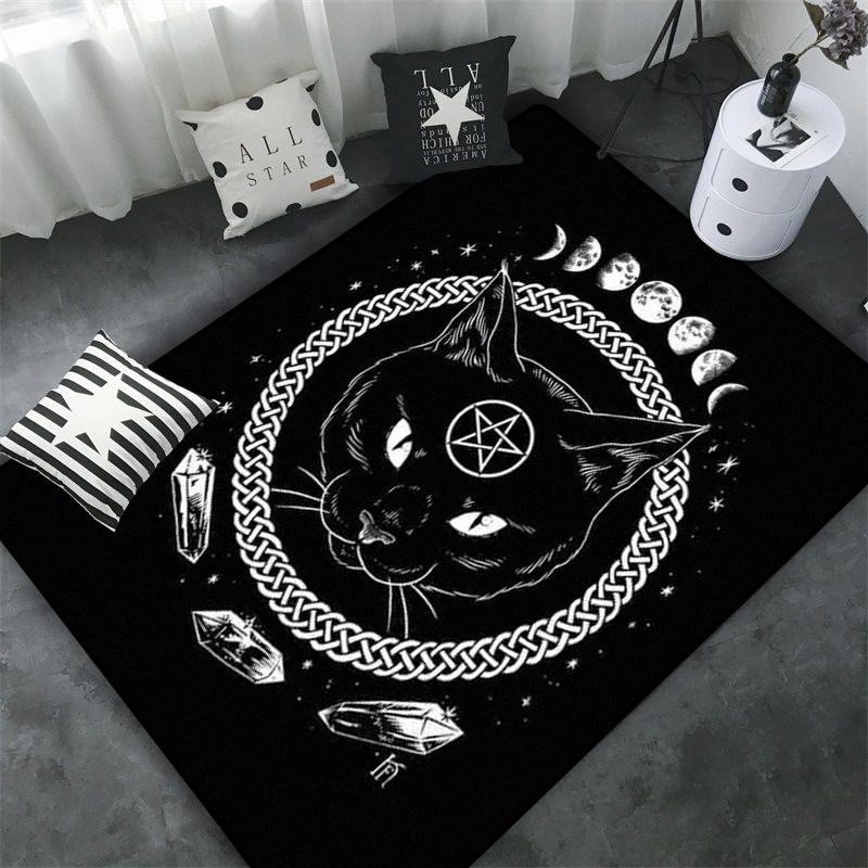 Schädel Baphomet Ziegen Dämon Raserei Bereichsteppich Blutrot-Baphomet Teppich-Baphomet Dekor-Satanische Matte-Satanische Heimdekoration