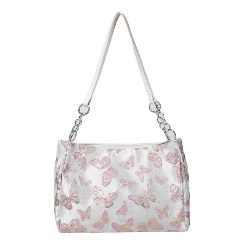 

Elegant Pink Embroidered Tote Bag For Women With Stylish Zipper Closure And Spacious Design